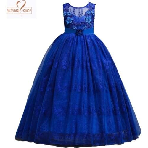 Free Ship 2019 new girls Valentines Day dress princess dress childrens Long Dress Waisband Retro Style Holiday Party Wear