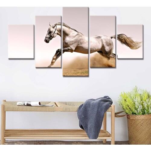 Running horse Poster Decor 5 Piece Modular Pictures Wall Art Canvas Painting HD Printed Photo home decor