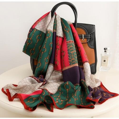 2021 Luxury brand Autumn and winter women New style Fashion Color matching Print silk scarf lady Popular headcloth beach shawl