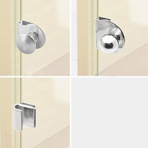 No Drilling Steel Glass Door Handle / Clamp / Clips For Office Glass Door Showcase Cabinet Drawer Pull Knob Furniture Hardware