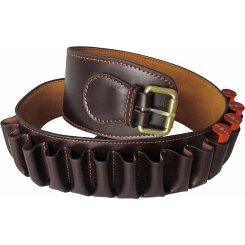 Tourbon Hunting Tactical Durable Brown Genuine Leather 12 Gauge Shotgun Ammo Shell Belt Hunting Gun Accessories