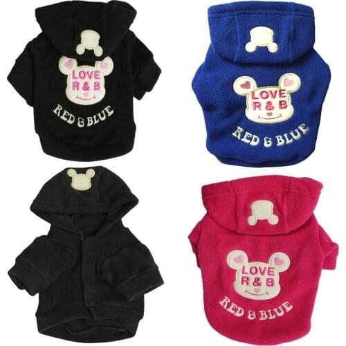Pet Supplies Winter New Sweet Polar Fleece Printed Letters Mickey Hoodie Hoodie Long Sleeve Jacket Jacket Puppy Clothes