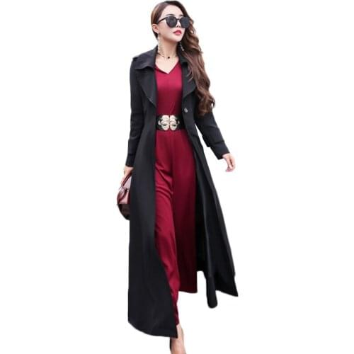 High Grade Female Windbreaker 2021 Autumn Winter X-long Trench Coat Women Temperament Slim Coat Overcoat Plus Size 4XL Overcoat