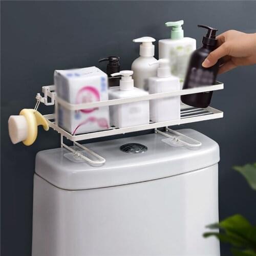 Above The Toilet Punch-Free Storage Rack Toilet Water Tank Storage Rack Shampoo Cosmetic Organizer Shelf Bathroom Holder