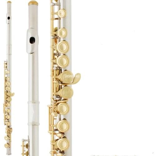 High Quality Flute 16 Keys Closed hole C Tune Nickel Plated Gold Key Professional Musical instrument With Case Free Shipping