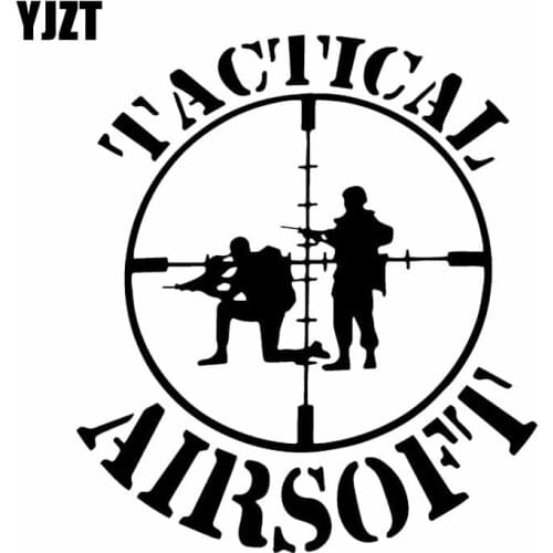 YJZT 14.7X16.5CM Cartoon AIRSOFT Tactical Gun Vinyl Decal Jdm Car Sticker Black/Silver C26-0109