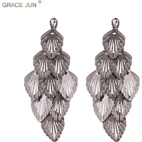 New Fashion Punk Leaf Clip on Earrings Non Piercing for Women Multi-layer Hollow-out No Pierced Earrings Brincos