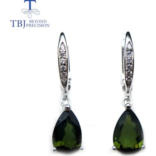 TBJ,natural multicolor tourmaline water drop gemstone clasp lock earring 925 sterling silver jewelry for women as birthday gift