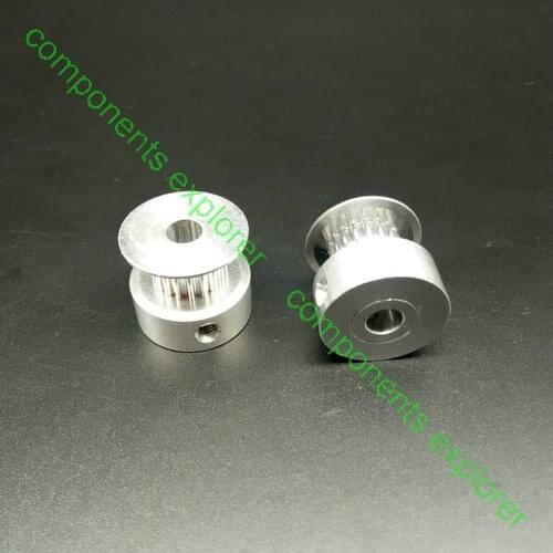 2Pcs GT2 Timing pulley 18 Teeth Aluminium Bore 4mm 5mm 6.35mm Synchronous Wheels Gear Tooth Width 6mm Silver And Black Pulleys