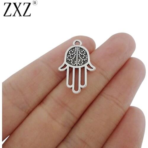 ZXZ 20pcs Hamsa Hand Talisman For Protection Charms Pendants Beads 25x16mm