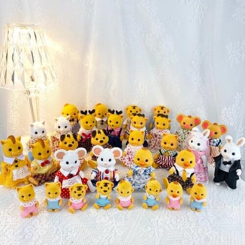 1/12 Childrens Simulation Miniature Dollhouse Furniture Accessories Plush Dolls Koala Duck Forest Family Toys For Girls Gifts