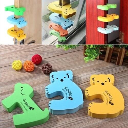 1 Pcs Cartoon Door Stoppers Thick Baby Safety Door Jammer Guard Finger Protector happy