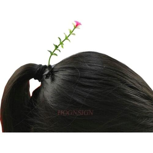 2pcs Small Red Flower Hairpin Plants Show Cute Artifact Seedling Hairpin Long Grass Weird Cartoon Headdress Flower Sale