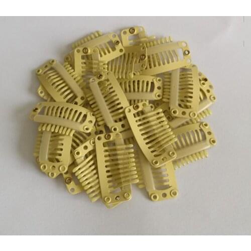 20pcs a Pack 9 Teeth Beige Color Wig Clips Hair Extension Tools Stainless Steel Material High Quality