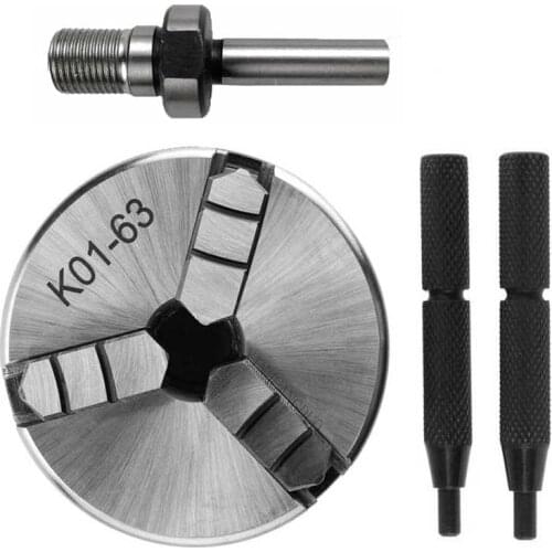 3 Jaw Lathe Chuck 63mm Safety Mini Lathe Chucks K01-63 3-Jaw Self Centering Chuck+ Chuck Connecting Rod