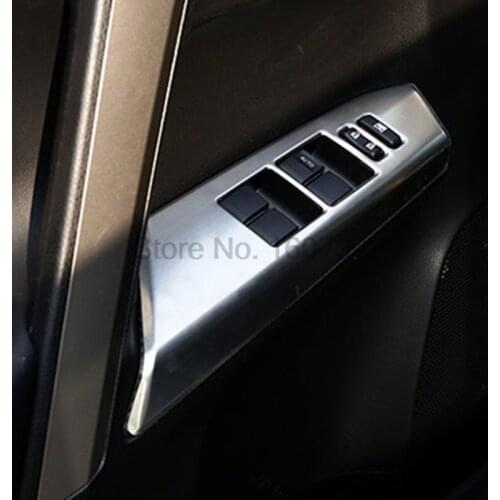 For Toyota RAV4 2016 Left-handed Drive 4pcs Chrome Car Interior Door Armrest Panel Cover Window Lifter Switch Button Trim