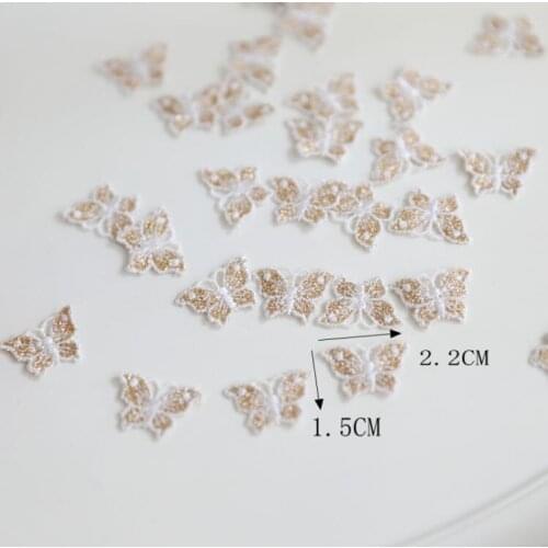 5 Pieces 2.2cm*1.5cm Quality Gold Butterfly Embroidery Lace Applique Fabric Jacquard Lace Fabric Sewing Scrapbooking
