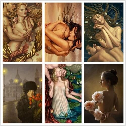 5D DIY Diamond Painting Embroidery Full Square Drill Naked Couple Lover Sexy Girl Cross Stitch Home Decor For Bed Room