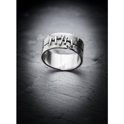 925 STERLING SILVER Special Design Men 'S Stitching Ring