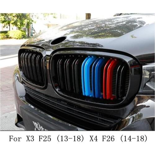 ABS Chrome Car Front Bumper Mesh Grille Around Trim Racing Grills For BMW X3 X4 F25 F26 2013-2018