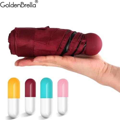 Brand Capsule Umbrella Rain Women Small Pocket Ultralight Mini Sunscreen 6K 5Folding Girl Student Mini umbrella Birthday Gift