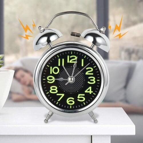 Retro Silent Pointer Alarm Clocks Round Number Dual Loud Luminous Metal Alarm Clock Home Decoration Bedside Digital Clock