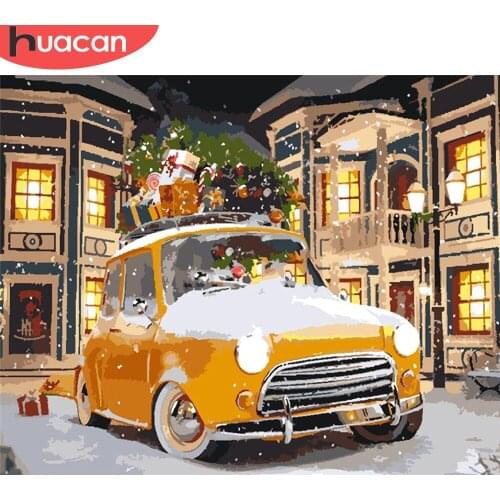 HUACAN Paint By Number Car DIY Pictures By Numbers Landscape Kits Drawing On Canvas Gift Hand Painted Painting Art Home Decor