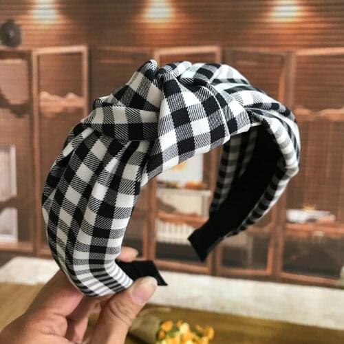 Plaid Solid Women Hairband Elagant Customized Headband Soft Striped Girls Headwear Scottish Style Hair Accessories For Women