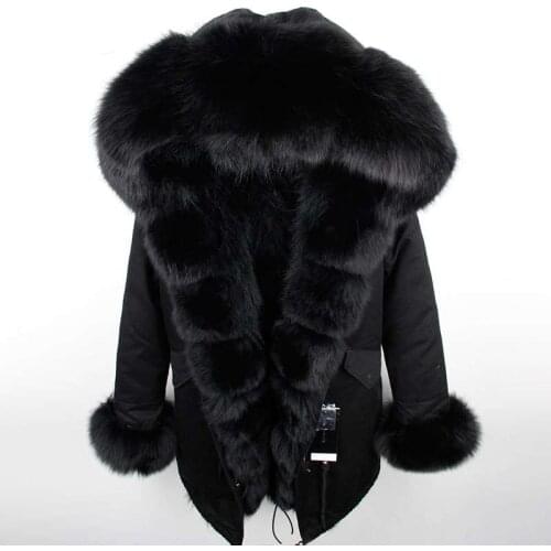 2020 New Plus Size Waterproof Jacket Winter Women Long Luxurious Large Real Fox Fur Coat Top Quality Streetwear Hooded Collar