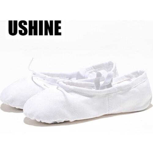 USHINE EU22-45 Professional Black Flat Soft Zapatos De Baile De Ballet Canvas Women Ballet Dance Shoes Girls Kids Children