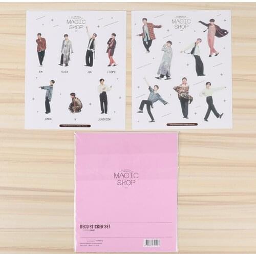 NEW KOREA KPOP Bangtan Boys Magic Shop Deco Stickers 2Pcs Set Paste Suitcase Cup Phone Book Photo Frame Decals