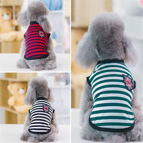 Dog Clothes Soft T-shirt Thin Vest Striped Round Neck T-shirt For Small And Medium Dogs Pet Puppy Vest T-shirt Dog Cloth