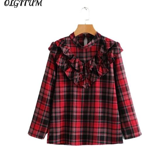 Блузки в клетку OLGITUM China At AliExpress