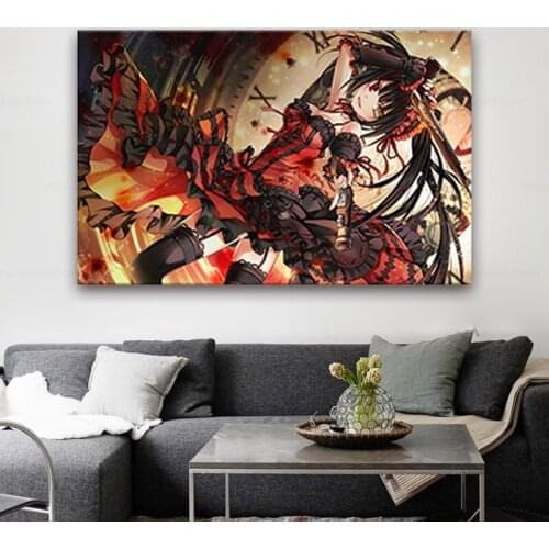 Kurumi Tokisaki Rage Date A Live Anime Poster Framed Wooden Frame Canvas Painting Wall Art Decor Study Home Decoration Prints