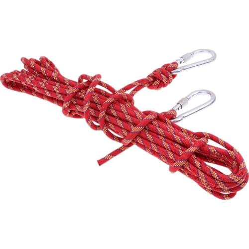Strong Polyester Static Rope Rock Climbing Rappelling Cord With Carabiners