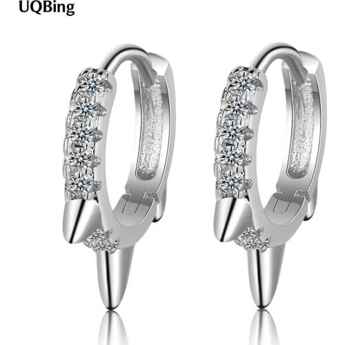Punk Style Gold/Silver Color Round CZ Zircon Clip Earrings Fashion 925 Sterling Silver Gifts Jewelry