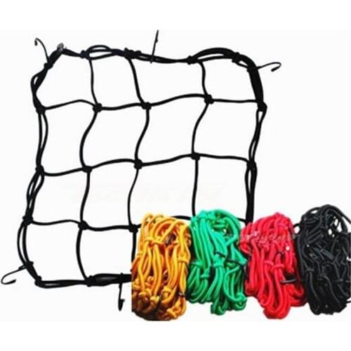 1 X New 30cm x 30cm Motorcycle Bike Luggage Helmet Seat Back Net Mesh Web Bungee Storage With 6 Hooks Holder Stowing Tidying