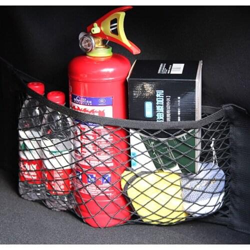 Car Back Rear Trunk Seat Storage Stowing Tidying Net Mesh Trunk Goods Storage Universal Car Organizer Trunk Storage Bag 40*25cm