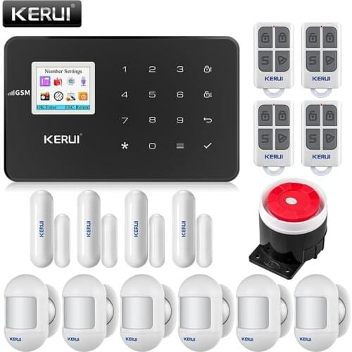 KERUI Smart Home Alarm System Wireless GSM APP Control Mini Infrared Sensor Anti Tamper Door Magnetic Sensor Wired Siren System