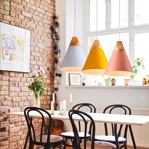 Modern Nordic Colorful Macaron LED Iron Light Pendant Light Lamp for Dining Bedrooom Hanging Light Fixtures Home Decor Art