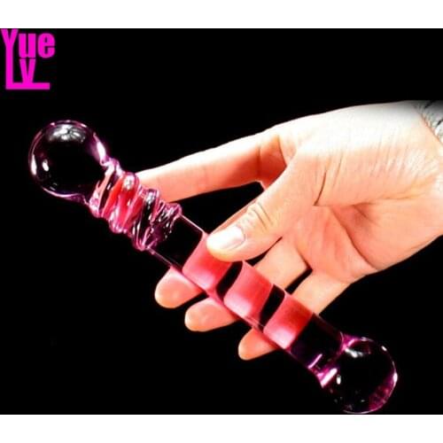 YUELV Double Head Glass Dildo Crystal Fake Penis Anal Butt Plug Female Masturbation Vagina G-spot Massage Sex Toys For Women Men