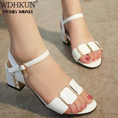 2020 Open Toe Women Chunky Heels Casual Womens Sandals Black White All-match Female Pumps Fashion Womens Sandals