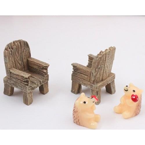 ZOCDOU1 Piece Armrest Imitation Wood Chair Small Statue Little Figurine Crafts Figure Ornament Miniatures