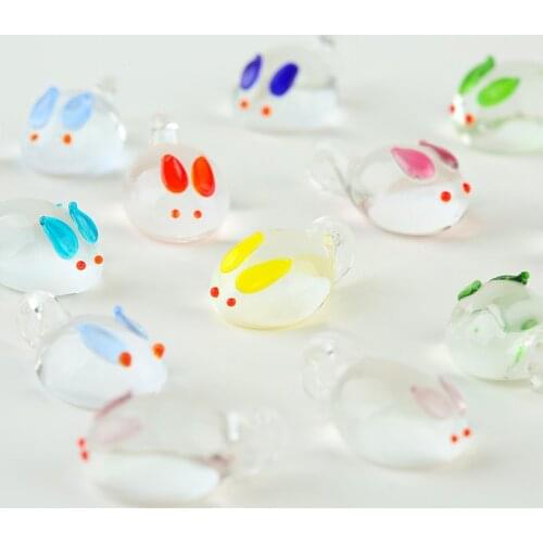10pcs/lot About 12x20mm Little Rabbit Shape Lampwork Beads Pendant For Jewelry Making Loose Handmade Lampwork Glazed Pendants