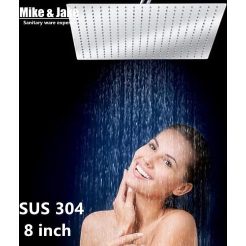 200mm stainless steel 304 shower head 8 inch stainless steel rain shower bathroom shower top shower bathroom