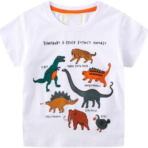 2021 Boys T Shirt Kids Clothes Girls T-shirt Summer Top Animal Print Dinosaur Toddler Boy White Tshirt Koszulki Enfant Tee Shirt