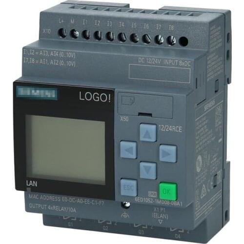 6ED1052-1MD08-0BA1 LOGO! 12/24RCE Logic Module With Display logo 8 DI (4 AI)/4 DQ 12/24VDC/relay 6ED10521MD080BA1