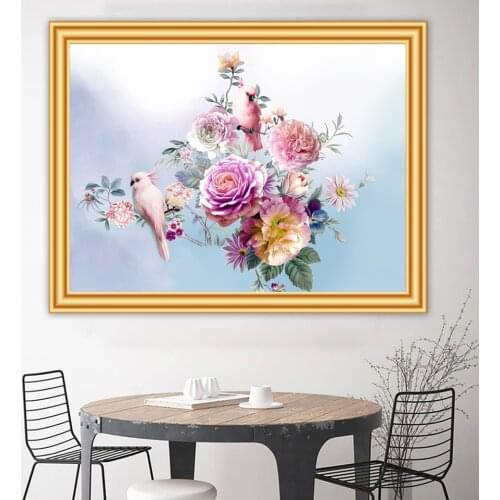 5D DIY Diamond Painting Flowers Birds Cross Stitch Kit Full Drill Embroidery Mosaic Art Picture of Rhinestones Crafts Decor Gift