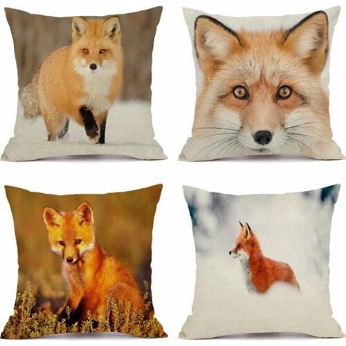 XUNYU Fox Pillowcase Sofa Square Decorative Throw Pillow Cover Car Cushion Cover 45X45cm AC157