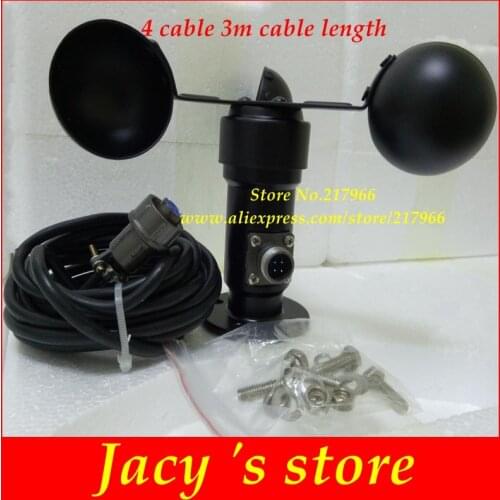 3m length 4-20MA 0-5V RS485 Pulse output Wind speed sensor wind speed transmitter anemometer Aluminum alloy three cup